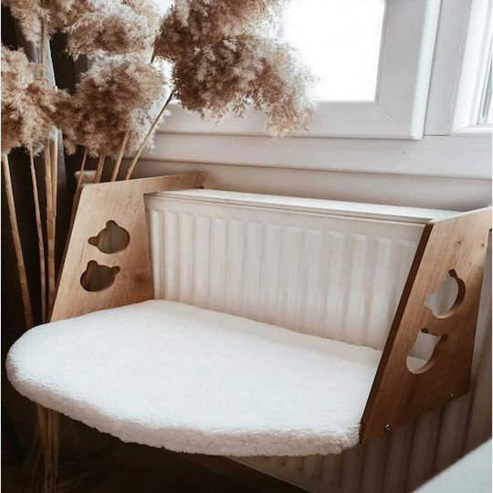 Femmit Femmit Teddy Sheep Bed Cat for Radiators Wooden with White Teddy Sheep Fur 52cmx35cm
