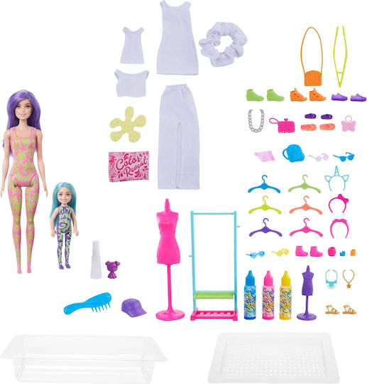 Barbie Color Reveal Neon Tie-dye Large Set Haine pentru păpuși Color Reveal pentru 3+ ani+ Ani