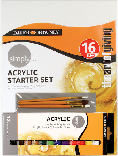Daler Rowney Simply Acrylic Starter Set Σετ Ζωγραφικής 16τμχ