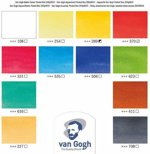 Royal Talens Van Gogh Set de Colorat Set de acuarele de buzunar 12 culori 12buc