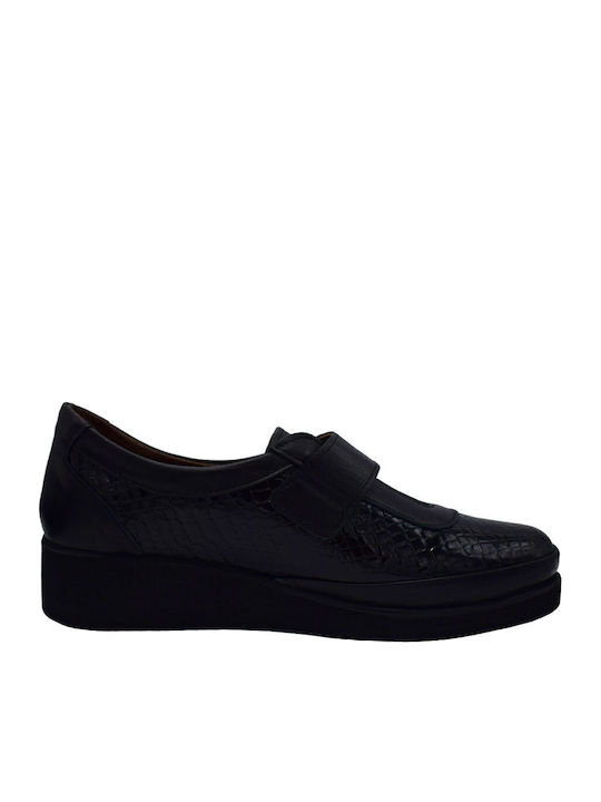 Ανατομικά Γυναικεία Slip-On Δερμάτινα Μαύρα