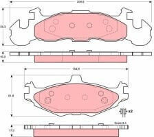 Trw Automotive Set Plăcuțe De Frână Spate Cu Disc Chrysler Es Le Baron Saratoga Plymouth Sundance 61.8mm 153.9mm 17.0mm