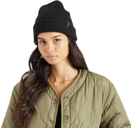 Beanie Unisex Fleece Σκούφος με Rib Πλέξη σε Μαύρο χρώμα