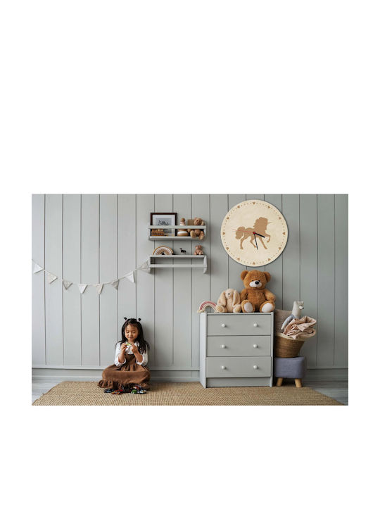 Ceas de Perete din Lemn cu Unicorn Decor pentru Camera Copiilor 40cm