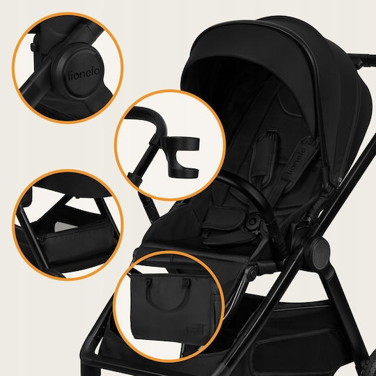 Lionelo Layla Adjustable 2 in 1 Baby Stroller Suitable for Newborn Black