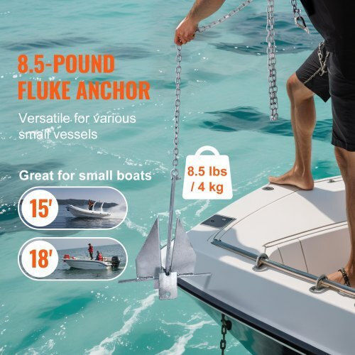 Vevor Fluke Anchor Set 3.9 Kg Chain 2.4 M Rope 22.8 M Two Bags 1 Cm Boats Up to 5.5 M Flkmyjtdxg85ow4wuv0