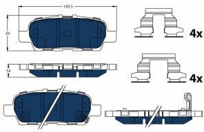 Set Plăcuțe De Frână Spate Nissan Leaf Nv200 Evalia 11 10 Trw Automotive Înălțime 39mm Lățime 105 5mm Grosime 14mm