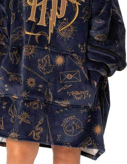 Harry Potter Vuddie Pătură Polar Fleece Cu Mâneci 80x93 cm Albastră