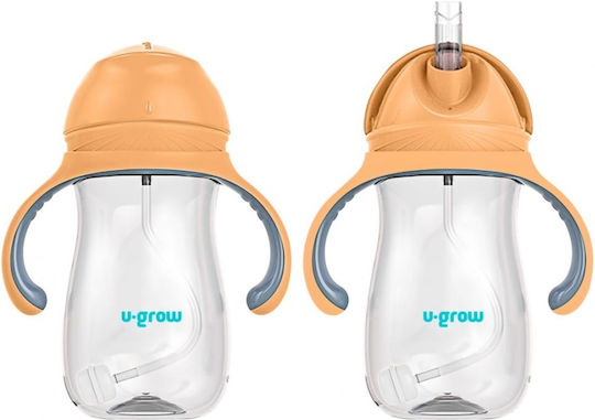 U-Grow Baby Cup with Handles and Straw made of Plastic Orange 300ml