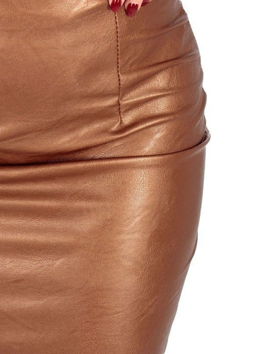 Piele Mini Fustă Camel