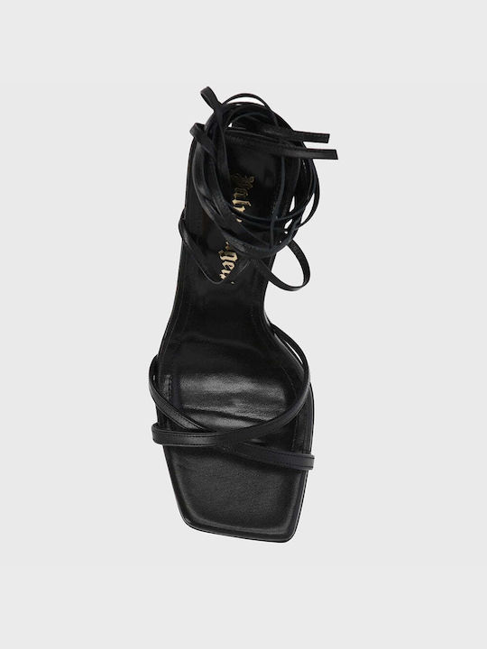 Palm Angels Leather Women's Sandals with Ankle Strap Black