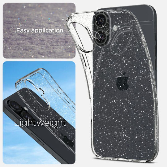 Spigen Liquid Crystal Glitter Umschlag Rückseite Silikon 0.3mm Crystal Quartz (iPhone 16 Plus)