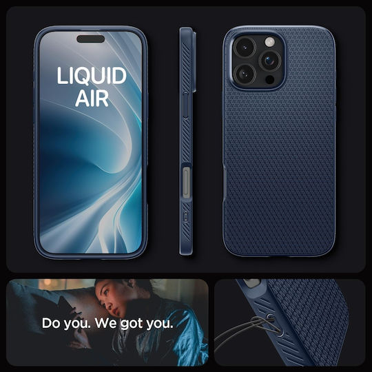 Spigen Liquid Air Umschlag Rückseite Silikon 0.3mm Marineblau (iPhone 17 Pro / iPhone 16 Pro)