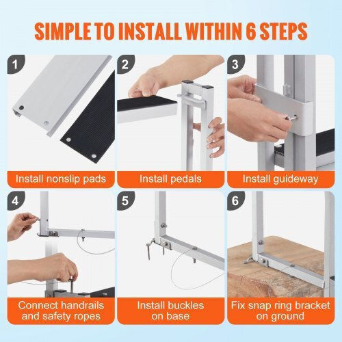 Vevor Adjustable Aluminum 5-Step Dock Ladder 170-200cm