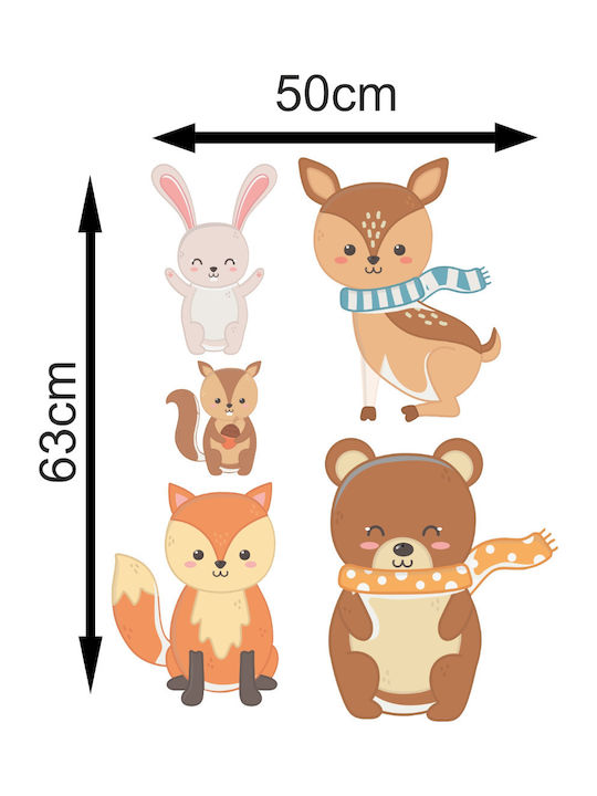 Wall Sticker Animals Set of 5 Stickers 50cm X 49cm