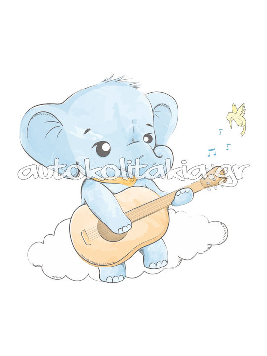 Elephant Guitar Wall Sticker 50cm X 46cm