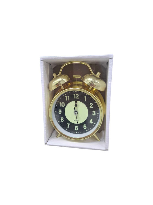 Tabletop Clock with Indicators Plastic with Alarm Clock Gold 668533_go