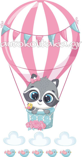 Wall Sticker Raccoon Hot Air Balloon 50cm X 26cm