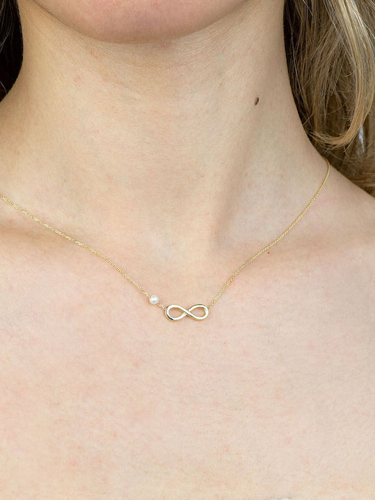 Kiriakos Gofas Halskette Unendlichkeit aus Gold 14K mit Perlen