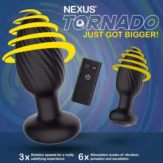 Dop Anal Rotativ și Vibrant Nexus Tornado + Telecomandă Negru