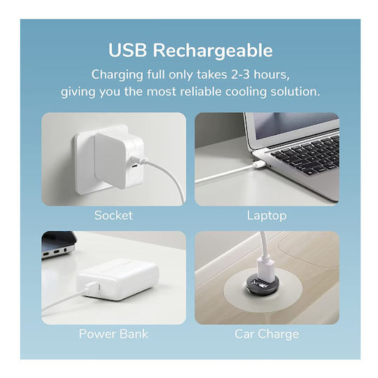 Portable Hand Desk Fan Powerful Silent Motor Lithium Ion Battery Cord White 12 Cm Original Deals