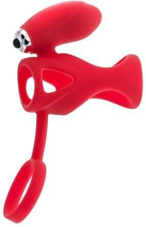 Black & Red Vibrating Penis Ring Sleeve Toyfa