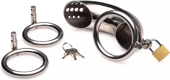 Xr Brands Stainless Steel Locking Penis Cage 3 Rings