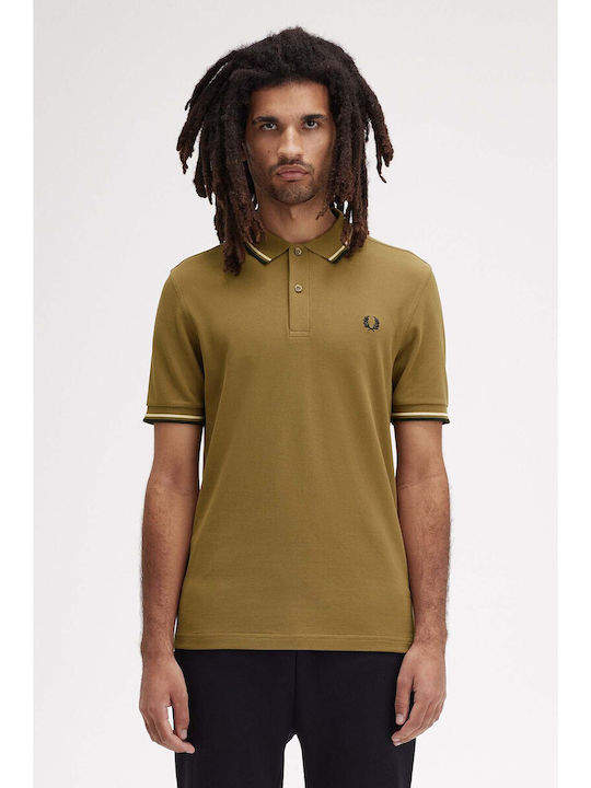 Fred Perry Twin Polo Μπλούζα Χακί