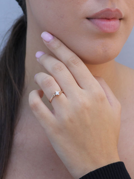 Единичен камък от Розово злато 18K с Диамант