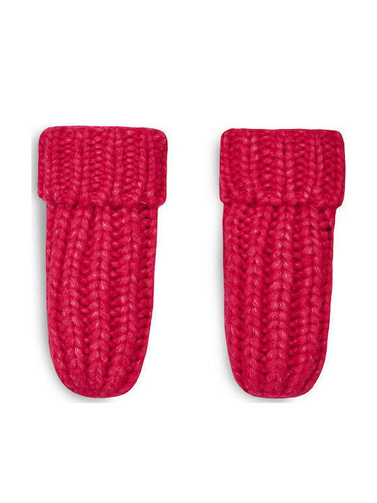 Kids Beanie Set with Gloves Knitted Fuchsia