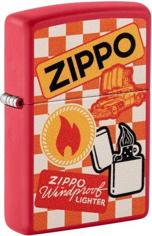 Zippo Retro Brichetă Rezistentă La Vânt Cu Flacără În Culoare Roșie
