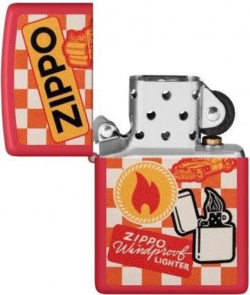 Zippo Retro Brichetă Rezistentă La Vânt Cu Flacără În Culoare Roșie