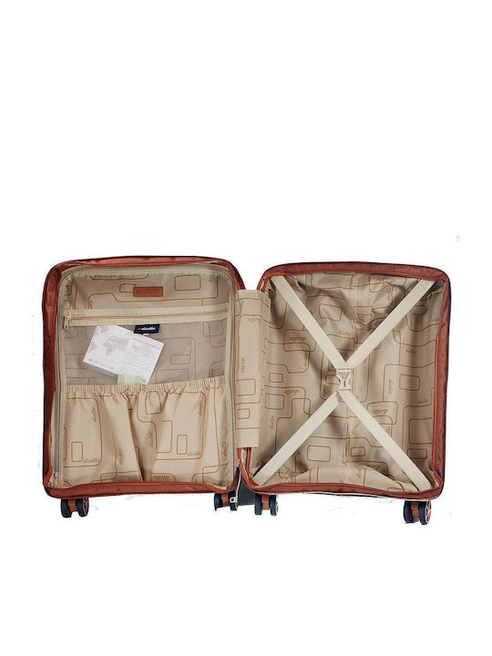 Dielle Cabin Travel Suitcase Hard Beige with 4 Wheels Height 55cm