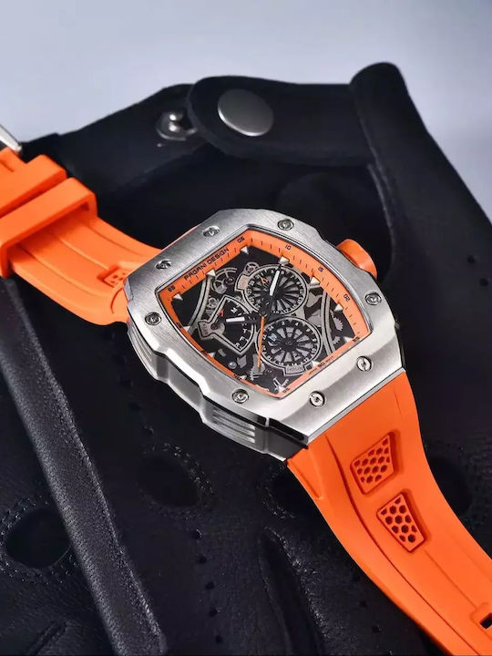 Pagani Design Herrenuhr 12mm Automatisch mit Orange Metallarmband
