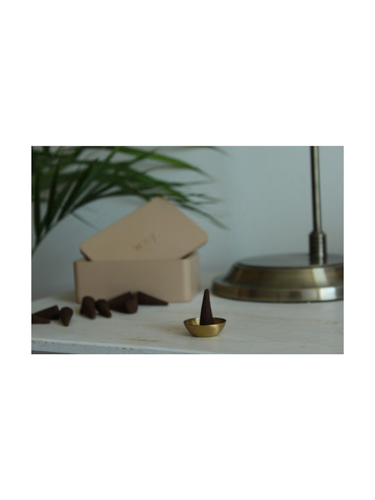 20 Duftende Räucherkegel Sambac & Zeder Zementbox Taupe Wxy