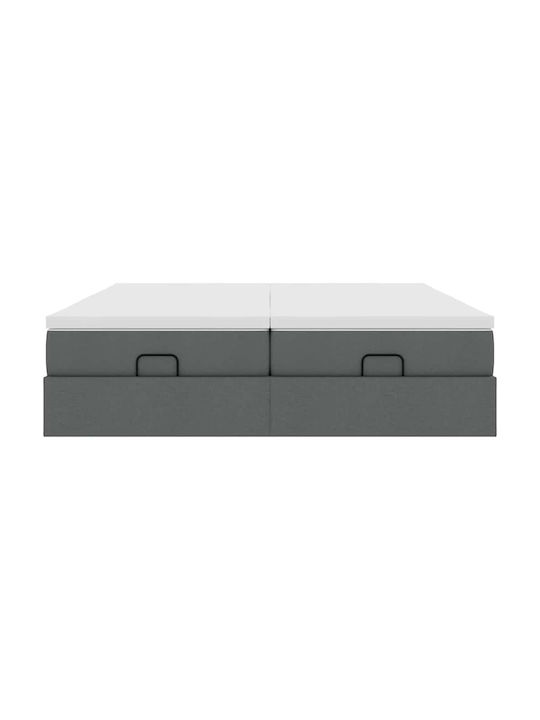 King Size Bed Base Upholstered with Fabric Dark Gray with Slats & Mattress 180x200cm 3311242