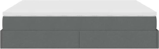 King Size Bed Base Upholstered with Fabric Dark Gray with Slats & Mattress 180x200cm 3311242