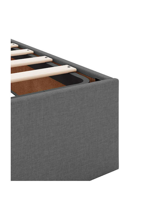 King Size Bed Base Upholstered with Fabric Dark Gray with Slats & Mattress 180x200cm 3311242