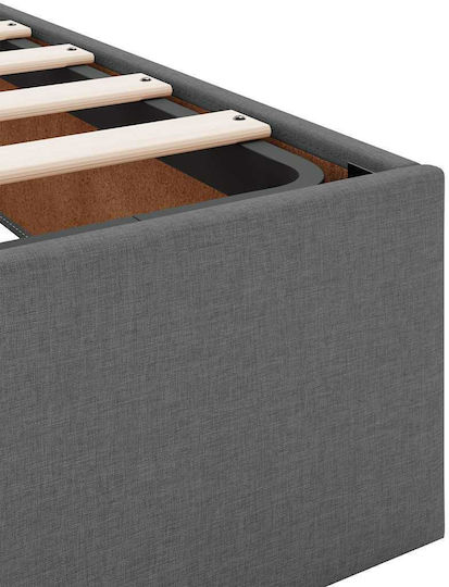 King Size Bed Base Upholstered with Fabric Dark Gray with Slats & Mattress 180x200cm 3311242