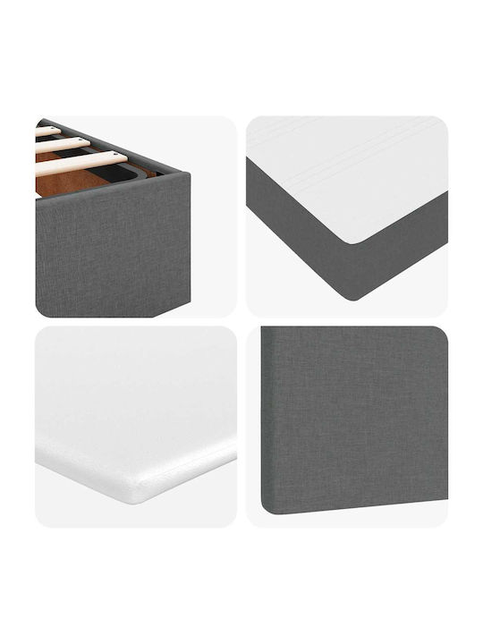 vidaXL King Size Fabric Upholstered Bed Dark Grey with Slats and Mattress 180x200cm