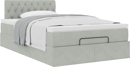 Doppeltes Bett Mit Stoff in Hellgrau Mit Lattenrost Und Matratze 120x190cm