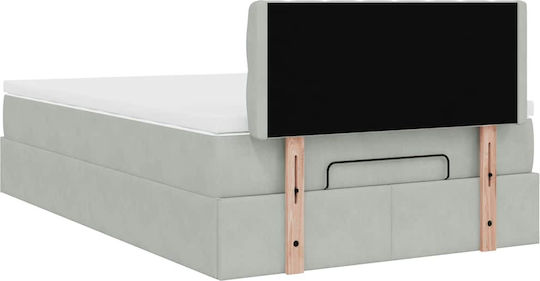 Doppeltes Bett Mit Stoff in Hellgrau Mit Lattenrost Und Matratze 120x190cm