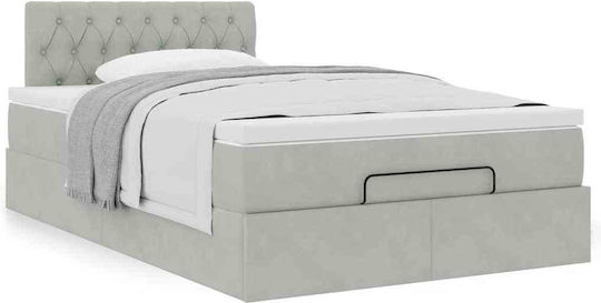 Doppeltes Bett Mit Stoff in Hellgrau Mit Lattenrost Und Matratze 120x190cm