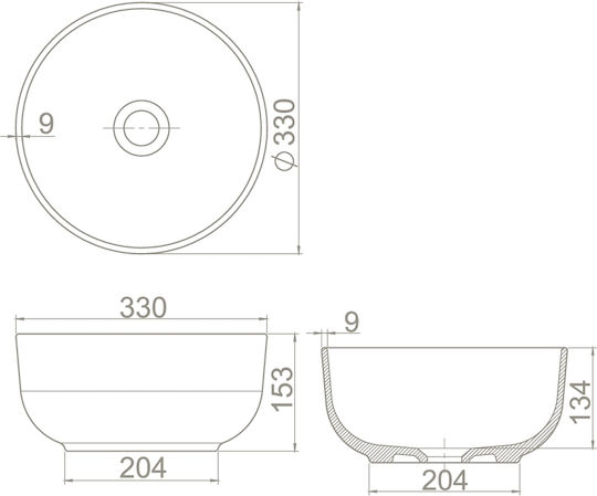 Cerastyle Aqua Επικαθήμενος Νιπτήρας Πορσελάνης 33x33x15.3cm