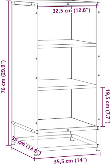 Dulap De Birou Din Lemn Și Metal Maro Stejar 35,5x35x76cm