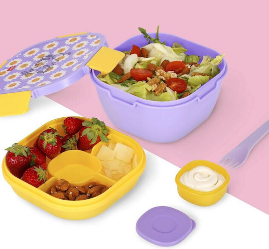 Legami Milano Plastic Purple Lunch Box With Compartments 1.7lt