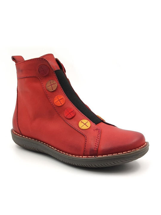 Chacal Leather Women's Ankle Boots Red