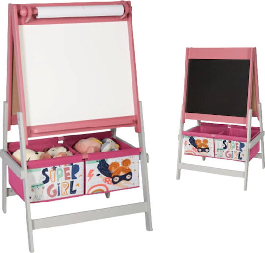 Ginger Home 3 In 1 Children's Drawing Easel Black Board White Board Paper Roll Super Girl