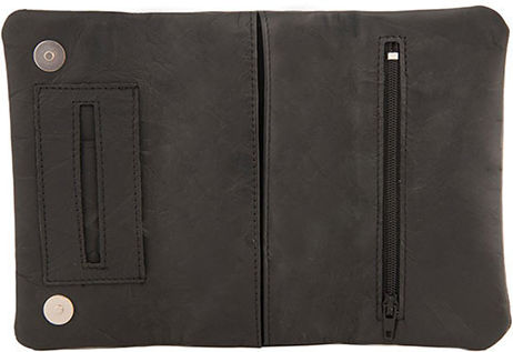 Mestango Lederne Tabaktasche mit magnetischem Verschluss 15.5x8cm Color black (Μiverse Farben)