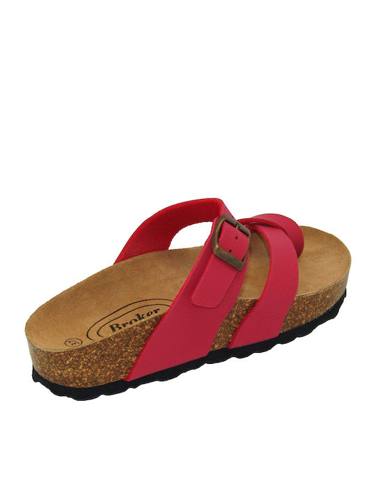 Leder Flache Sandalen für Damen Anatomisch in Fuchsie Farbe